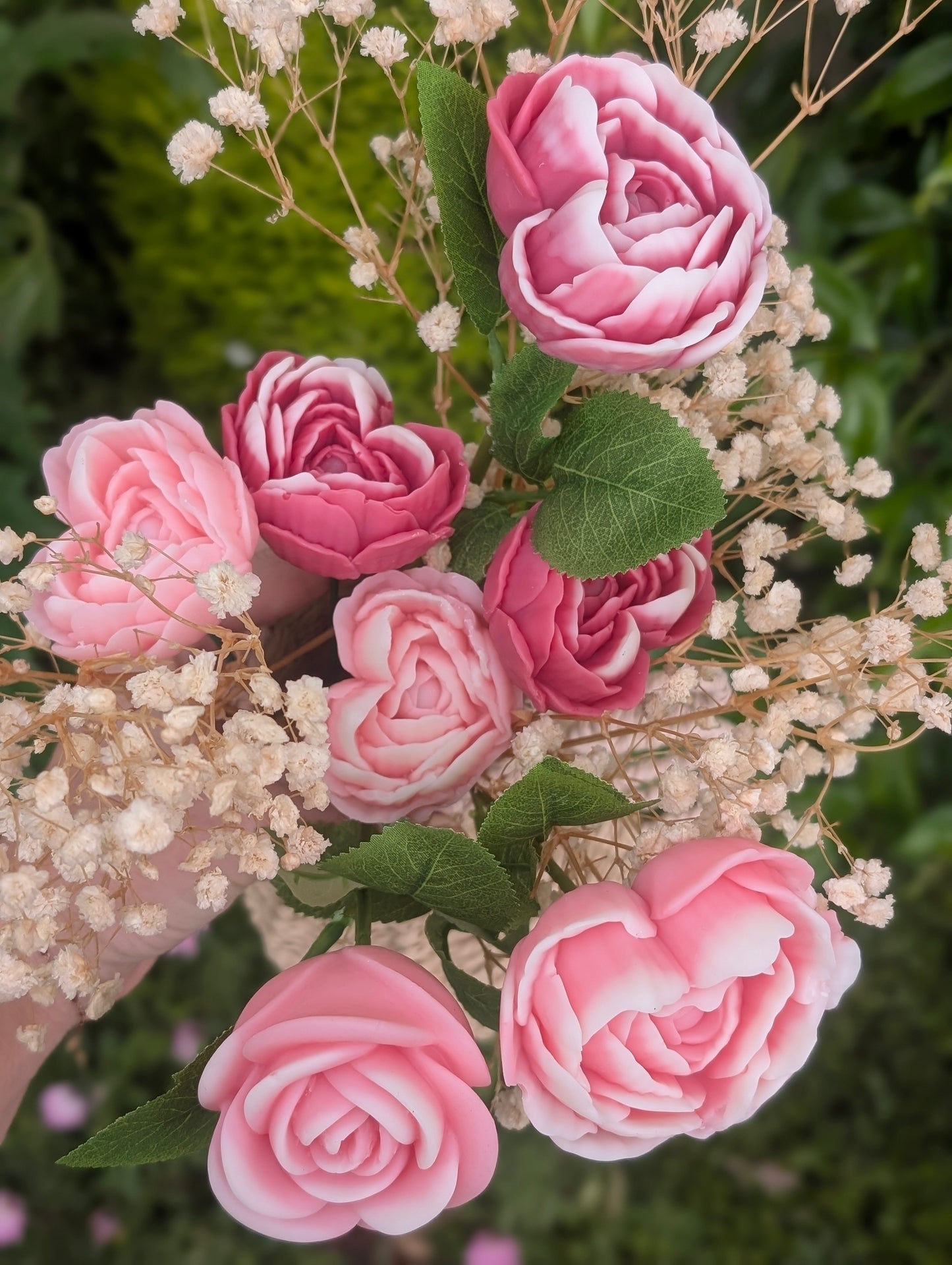 Bouquet parfumé Poudre de Riz 160g – Vase en rotin