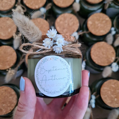 Bougie personnalisée 65g verre vert
