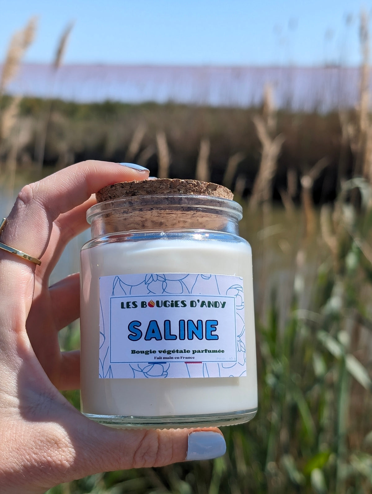 Bougie artisanale Saline Camargue 160g en verre ambré – Les Bougies d'Andy