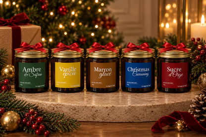 Bougie parfumée de Noël artisanale – 5 senteurs au choix