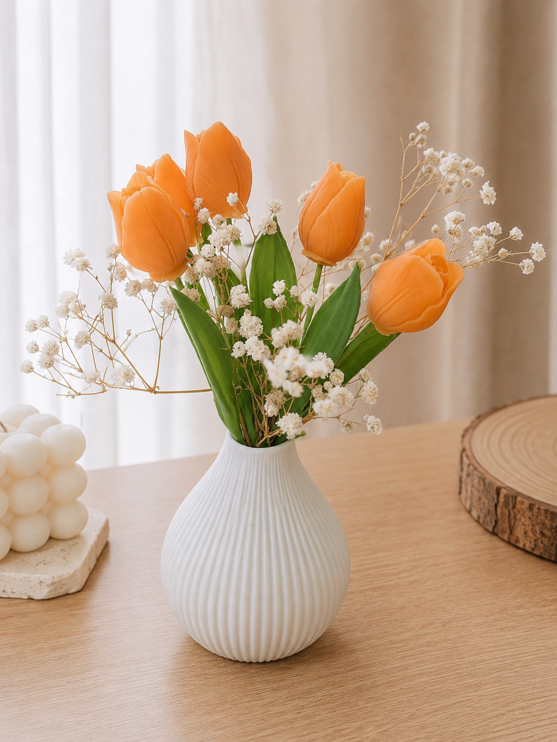 Bouquet parfumé 5 tulipes - Linge Propre