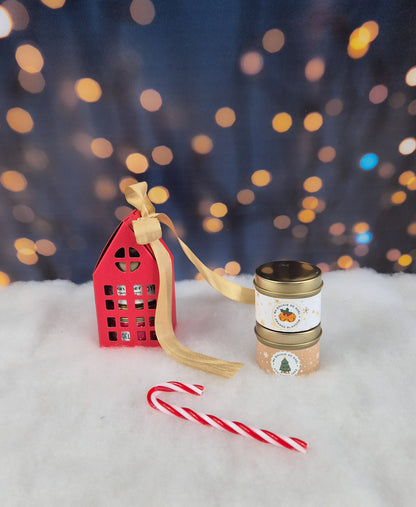 🏠 Coffret 2 Mini Bougies – Maisonnette de Noël