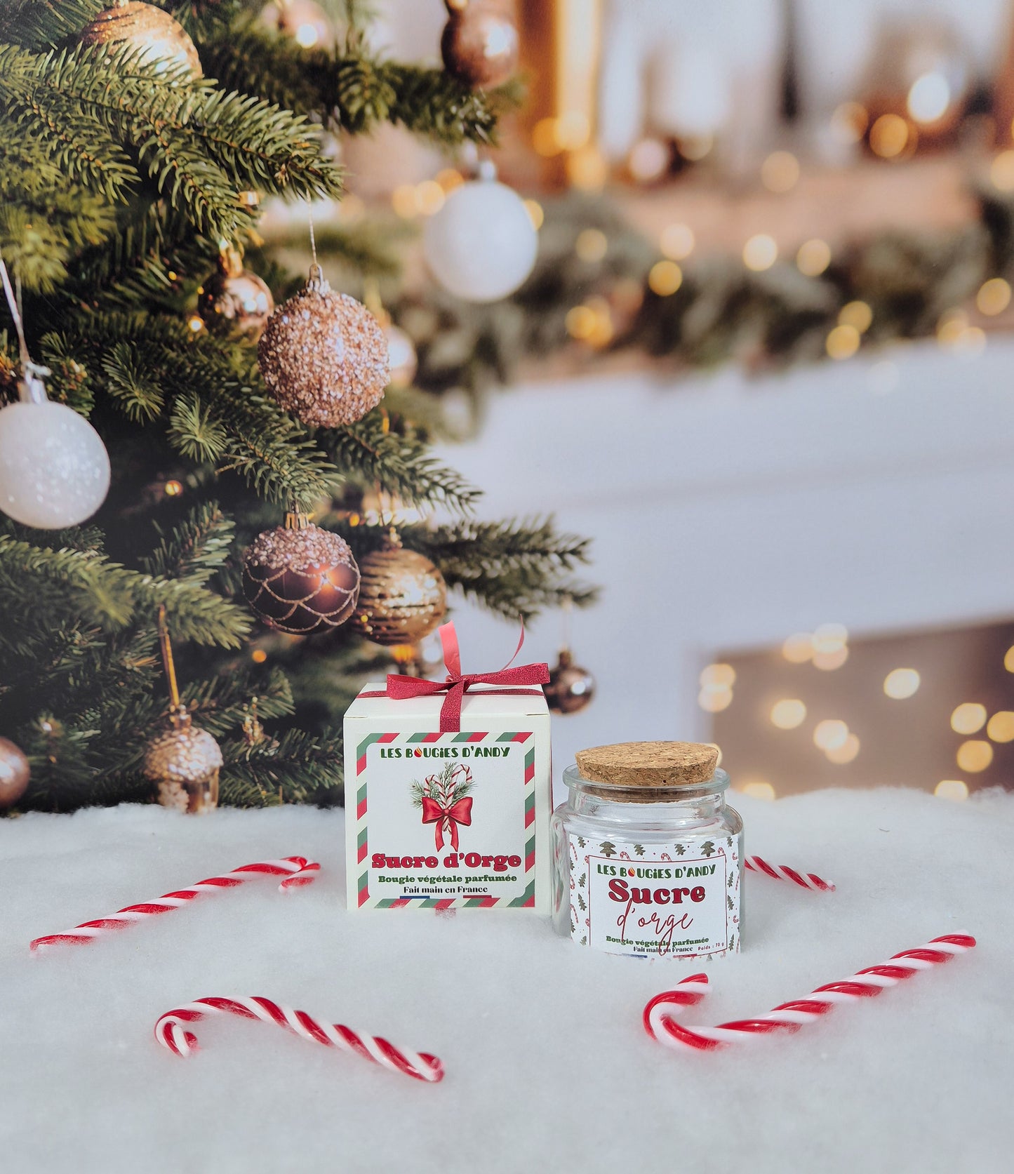 🍬 Bougie de Noël – Sucre d’Orge