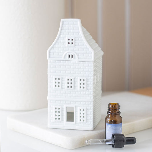 Brûle-parfum en céramique blanche – Maison nordique cocooning pour fondants