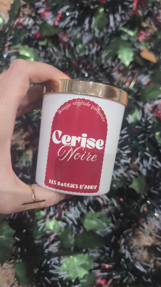 ⭐  Bougie parfumée Cerise Noire 160g – Cire de soja – Édition limitée