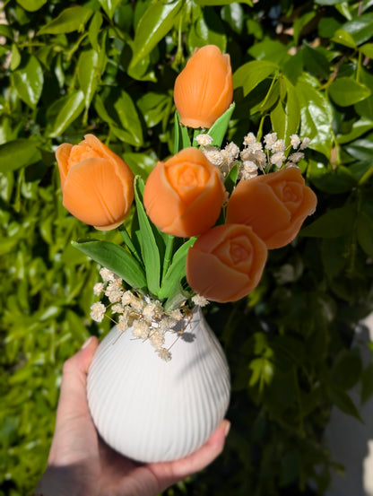 Bouquet parfumé 5 tulipes - Linge Propre