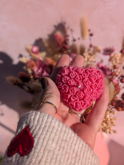 Bougie Cœur Fleuri Poudre de Riz