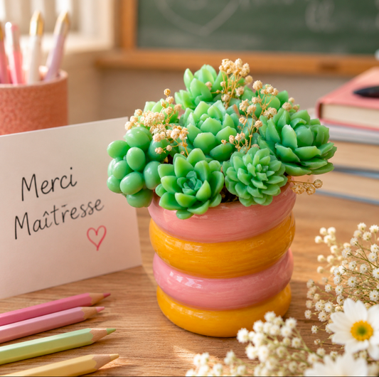 🌿 Pot de Succulentes Parfumées – Ambre Safran