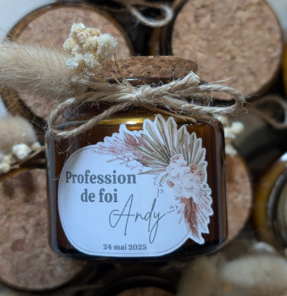 Bougie personnalisée 65g verre ambré