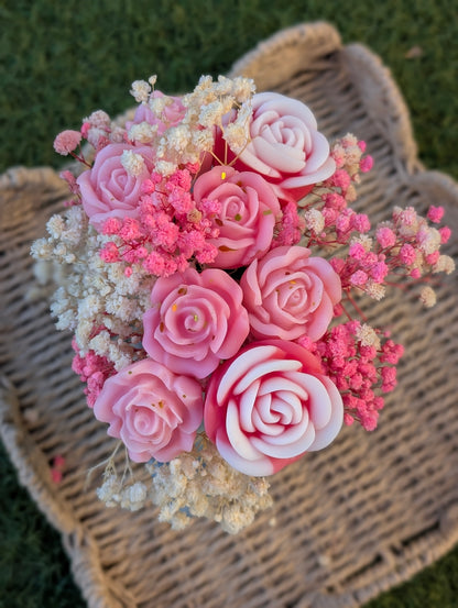 Vase coquillage et bouquet éternel