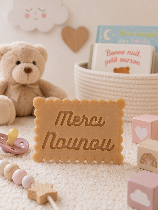 🧸 Fondant Parfumé "Merci Nounou" – Madeleine