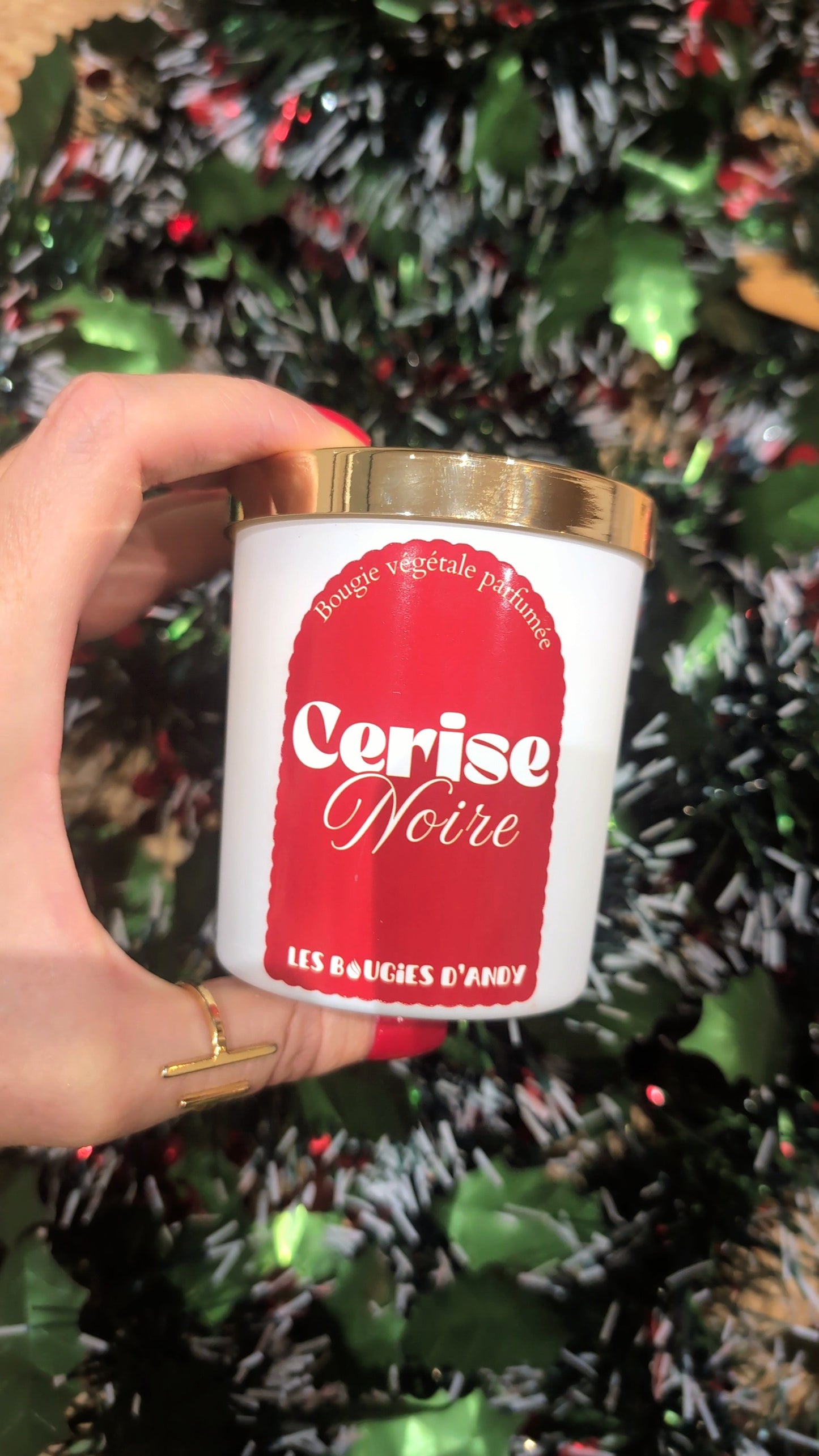 ⭐  Bougie parfumée Cerise Noire 160g – Cire de soja – Édition limitée